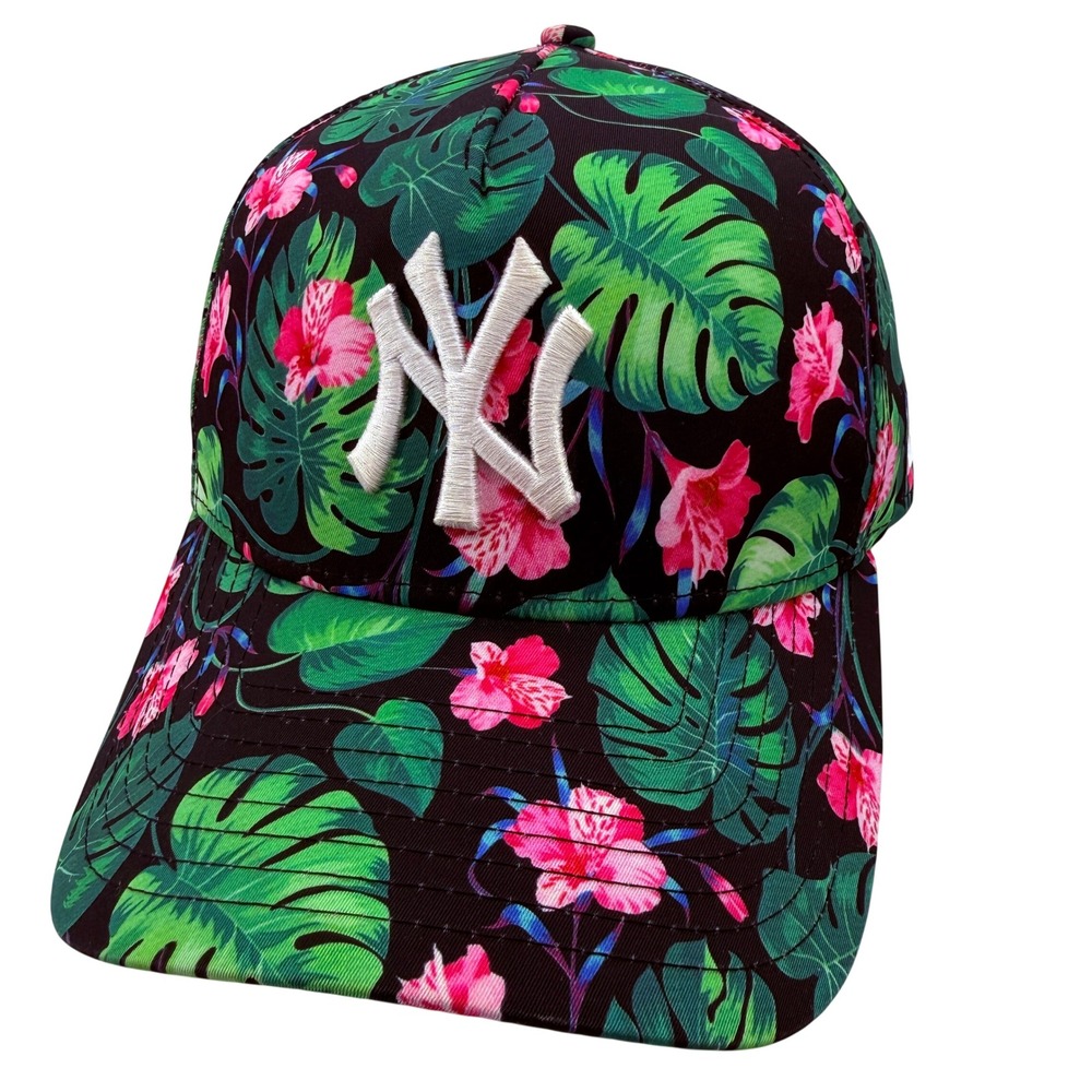 New Era 9FORTY New York Yankees Tropical Floral Snapback Hat Black Pink Green